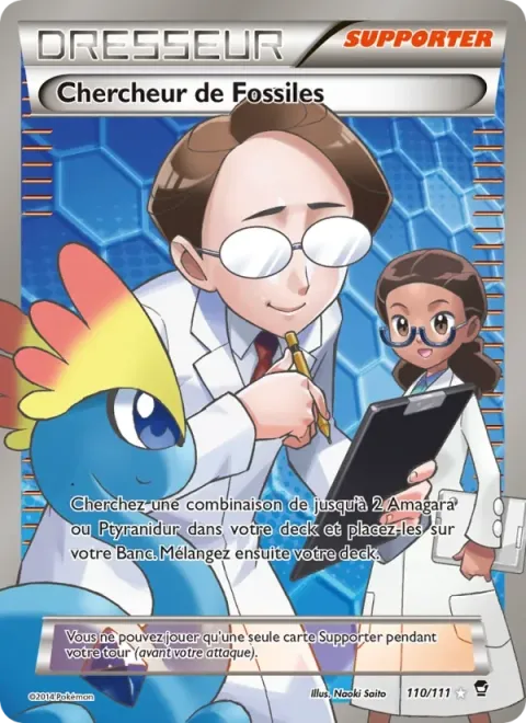Carte Pokémon Chercheur de Fossiles 110/111, extension Poings Furieux