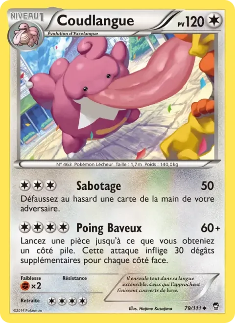 Carte Pokémon Coudlangue 079/111, extension Poings Furieux