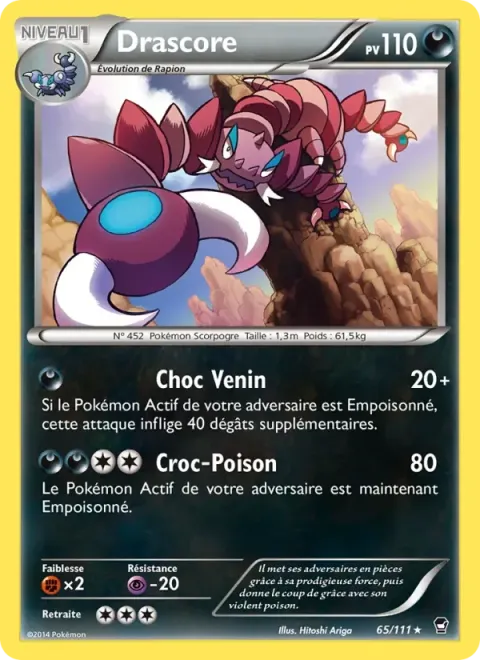 Carte Pokémon Drascore 065/111, extension Poings Furieux