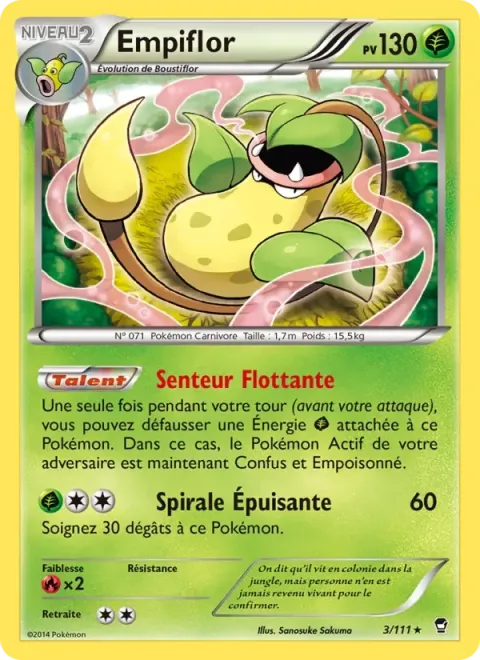 Carte Pokémon Empiflor 003/111, extension Poings Furieux