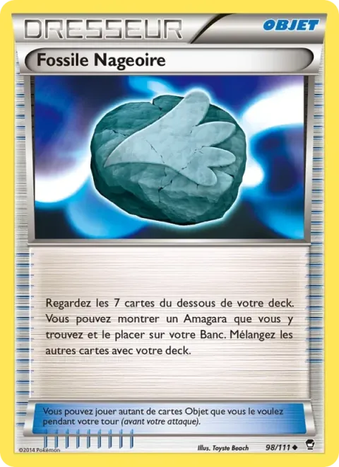 Carte Pokémon Fossile Nageoire 098/111, extension Poings Furieux