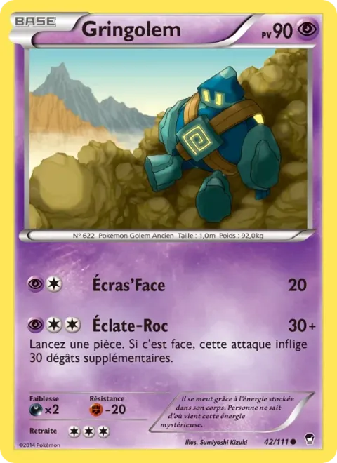 Carte Pokémon Gringolem 042/111, extension Poings Furieux