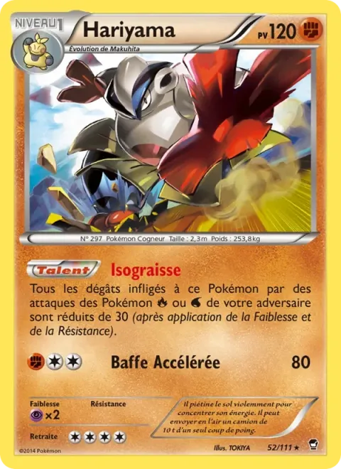 Carte Pokémon Hariyama 052/111, extension Poings Furieux