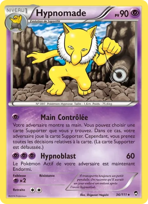 Carte Pokémon Hypnomade 036/111, extension Poings Furieux