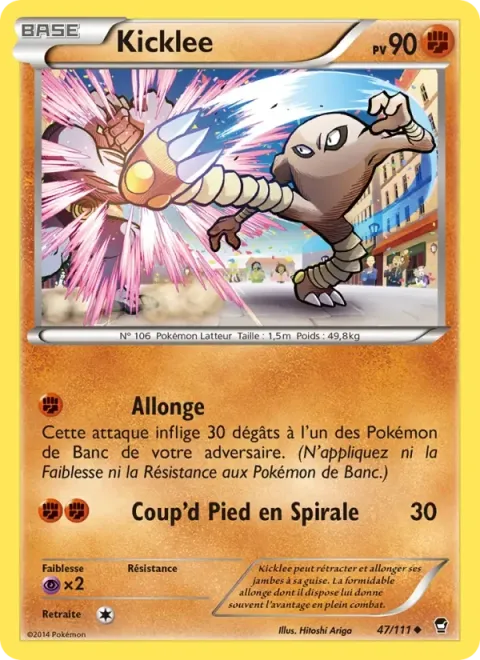 Carte Pokémon Kicklee 047/111, extension Poings Furieux