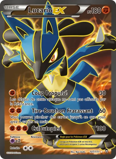 Carte Pokémon Lucario EX 107/111, extension Poings Furieux