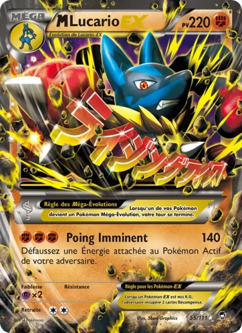 Carte Pokémon M-Lucario EX 055/111, extension Poings Furieux