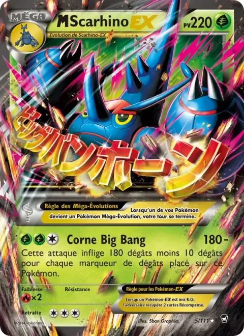 Carte Pokémon M-Scarhino EX 005/111, extension Poings Furieux
