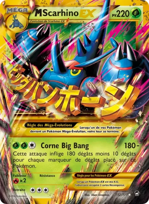 Carte Pokémon M-Scarhino EX 112/111, extension Poings Furieux
