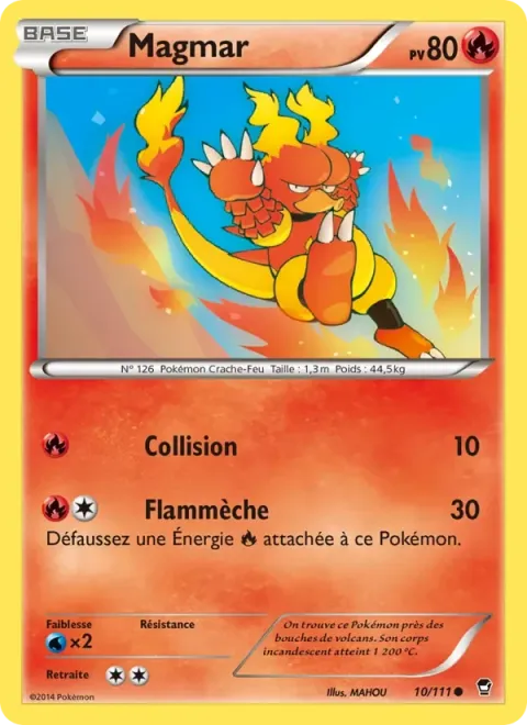 Carte Pokémon Magmar 010/111, extension Poings Furieux