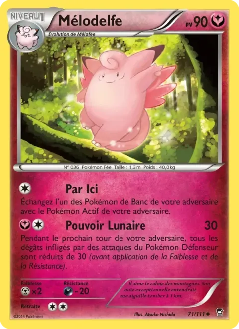 Carte Pokémon Mélodelfe 071/111, extension Poings Furieux