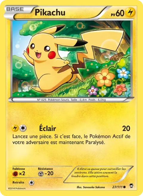 Carte Pokémon Pikachu 027/111, extension Poings Furieux