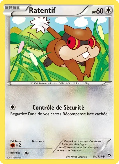 Carte Pokémon Ratentif 084/111, extension Poings Furieux