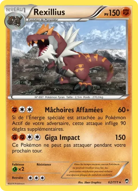 Carte Pokémon Rexillius 062/111, extension Poings Furieux