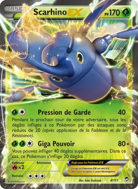 Carte Pokémon Scarhino EX 004/111, extension Poings Furieux