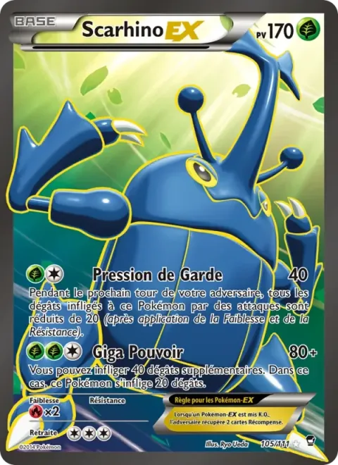 Carte Pokémon Scarhino EX 105/111, extension Poings Furieux