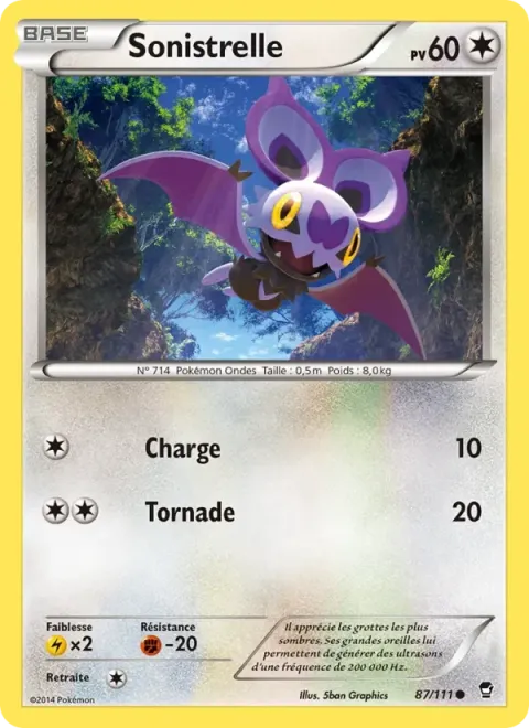 Carte Pokémon Sonistrelle 087/111, extension Poings Furieux