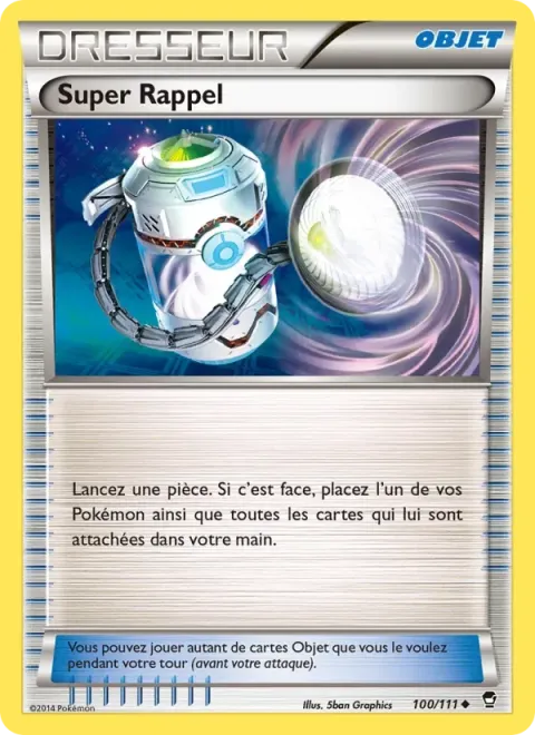 Carte Pokémon Super Rappel 100/111, extension Poings Furieux