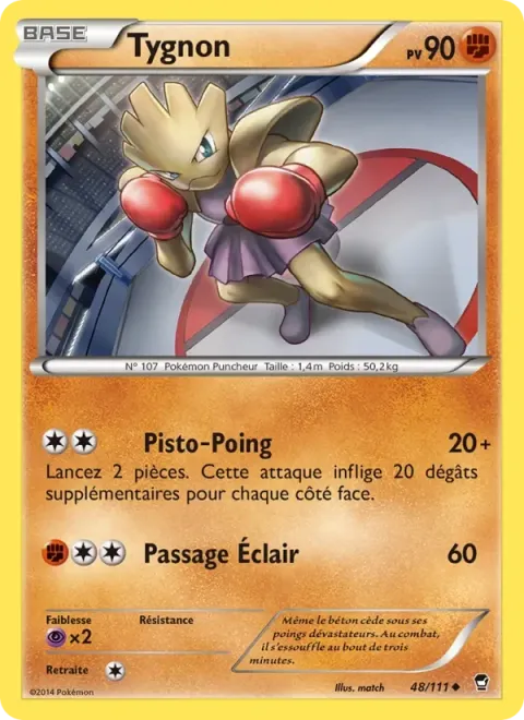 Carte Pokémon Tygnon 048/111, extension Poings Furieux