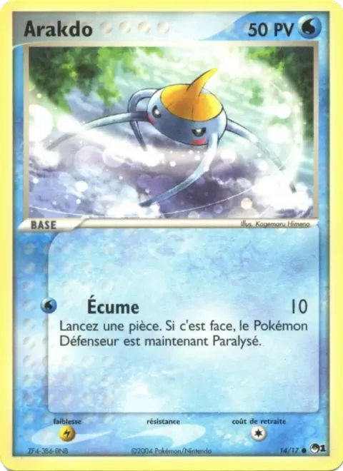 Carte Pokémon Arakdo 014/017, extension POP Série 1