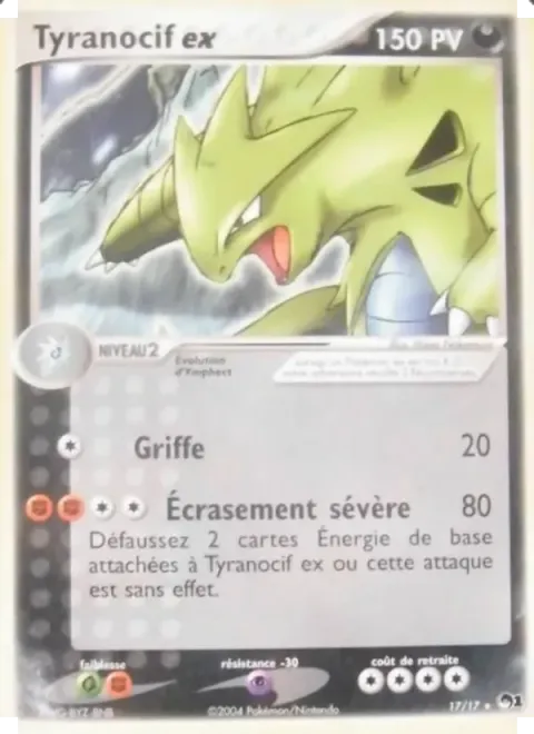 Carte Pokémon Tyranocif ex 017/017, extension POP Série 1