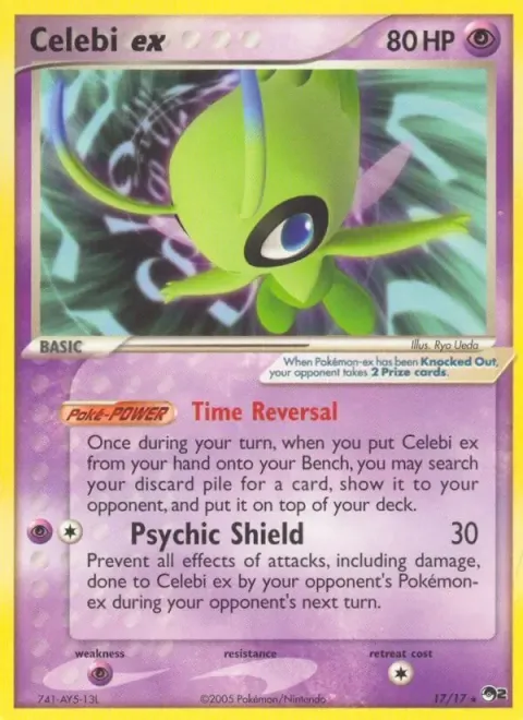 Carte Pokémon Celebi ex 017/017, extension POP Série 2