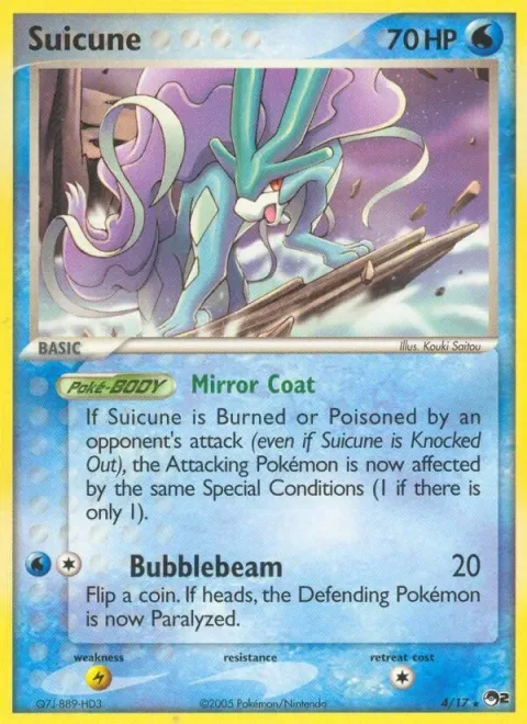 Carte Pokémon Suicune 004/017, extension POP Série 2
