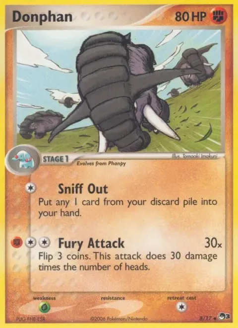 Carte Pokémon Donphan 008/017, extension POP Série 3