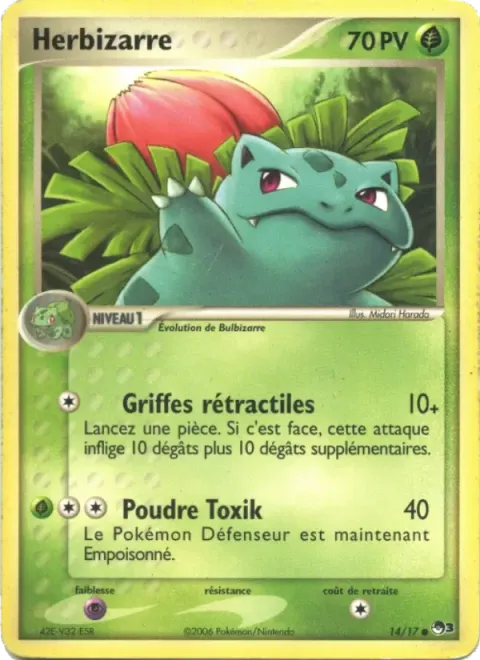 Carte Pokémon Herbizarre 014/017, extension POP Série 3