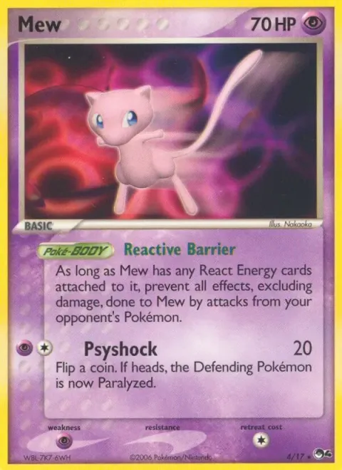 Carte Pokémon Mew 004/017, extension POP Série 4