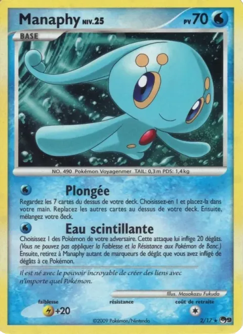 Carte Pokémon Manaphy 002/017, extension POP Série 9