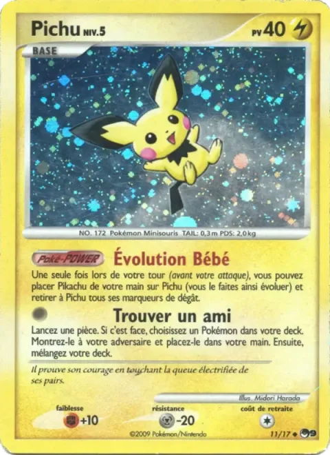Carte Pokémon Pichu 011/017, extension POP Série 9