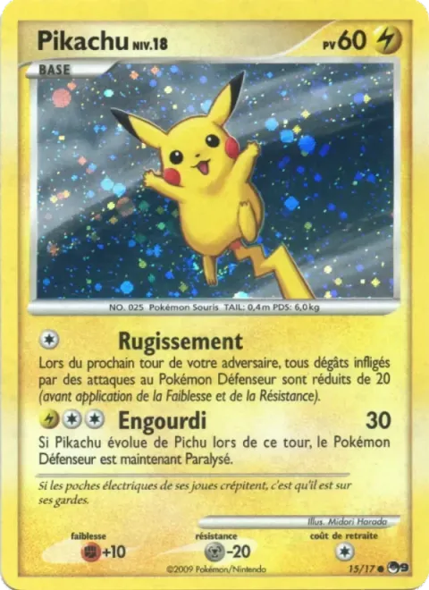 Carte Pokémon Pikachu 015/017, extension POP Série 9