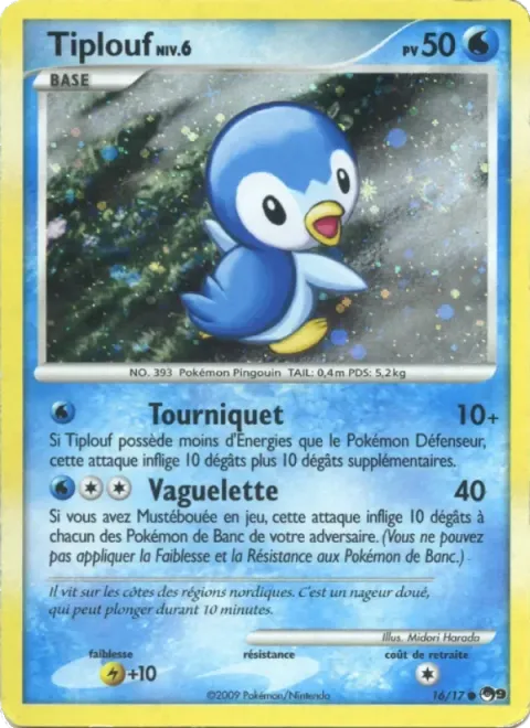 Carte Pokémon Tiplouf 016/017, extension POP Série 9
