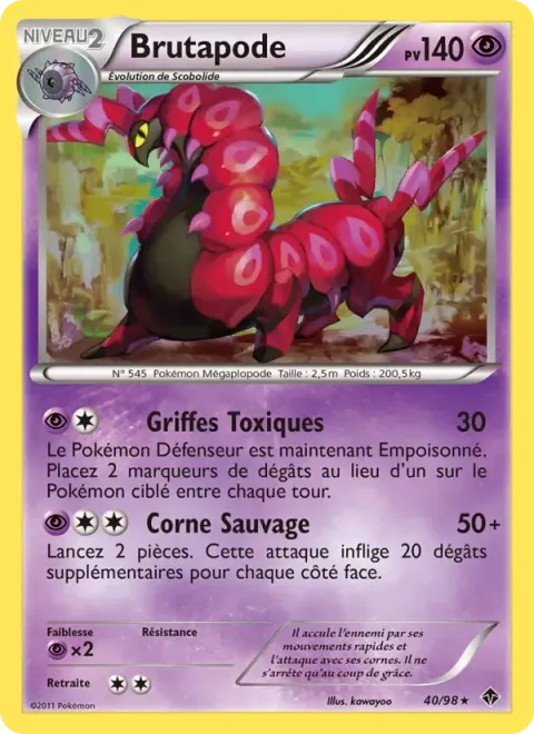 Carte Pokémon Brutapode 040/098, extension Pouvoirs Émergents