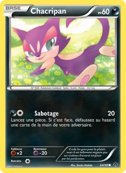 Carte Pokémon Chacripan 064/098, extension Pouvoirs Émergents