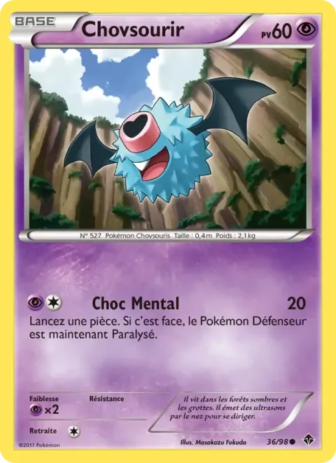 Carte Pokémon Chovsourir 036/098, extension Pouvoirs Émergents