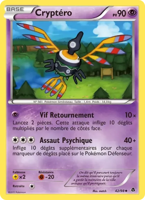 Carte Pokémon Cryptéro 042/098, extension Pouvoirs Émergents