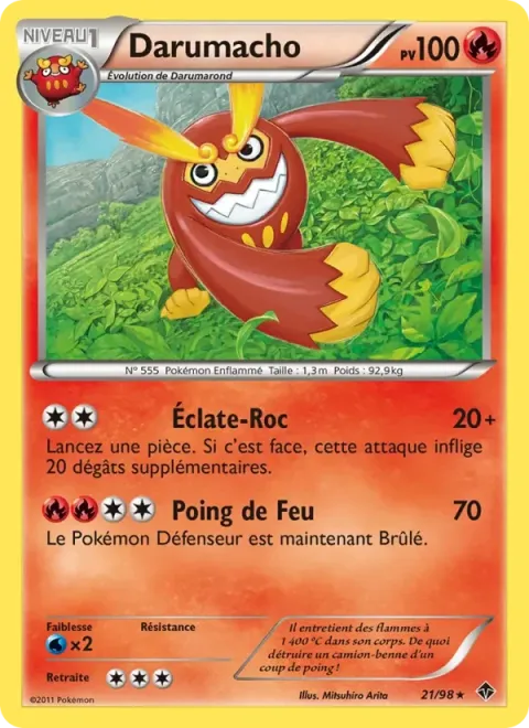 Carte Pokémon Darumacho 021/098, extension Pouvoirs Émergents