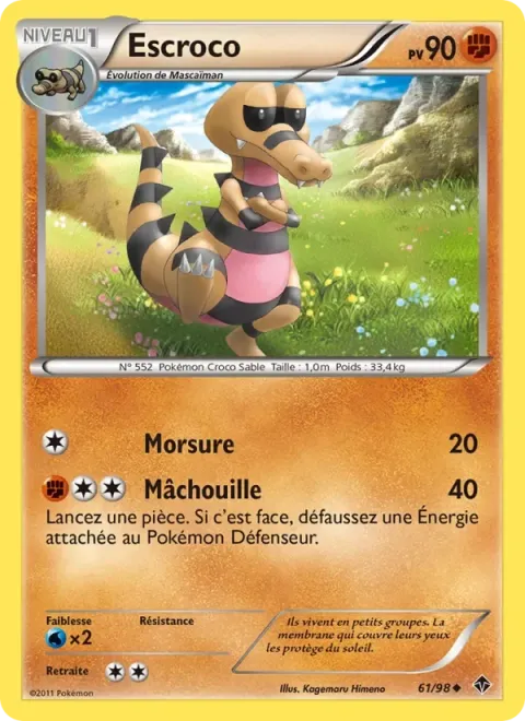 Carte Pokémon Escroco 061/098, extension Pouvoirs Émergents