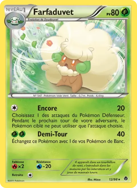 Carte Pokémon Farfaduvet 012/098, extension Pouvoirs Émergents