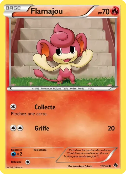 Carte Pokémon Flamajou 018/098, extension Pouvoirs Émergents