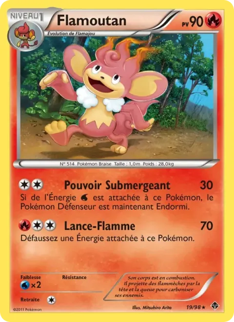 Carte Pokémon Flamoutan 019/098, extension Pouvoirs Émergents