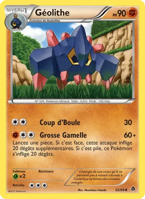 Carte Pokémon Géolithe 052/098, extension Pouvoirs Émergents