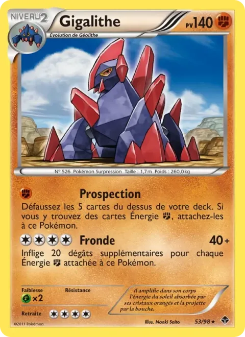 Carte Pokémon Gigalithe 053/098, extension Pouvoirs Émergents