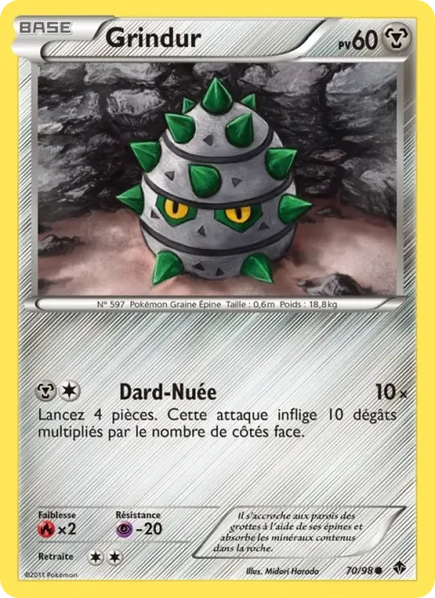 Carte Pokémon Grindur 070/098, extension Pouvoirs Émergents