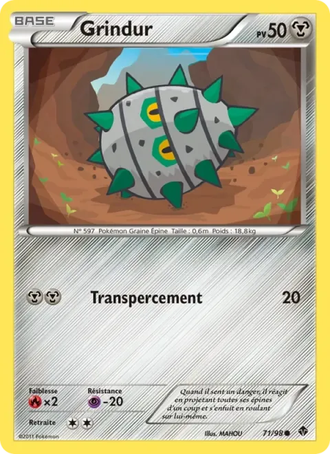 Carte Pokémon Grindur 071/098, extension Pouvoirs Émergents