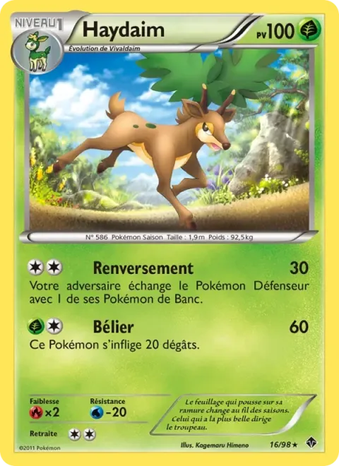 Carte Pokémon Haydaim 016/098, extension Pouvoirs Émergents