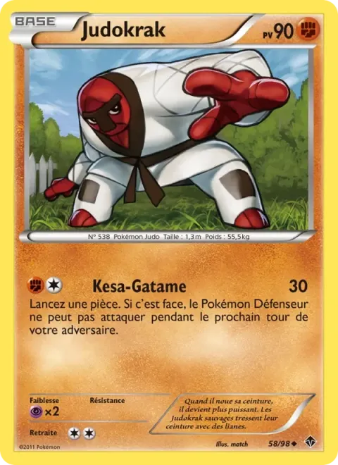 Carte Pokémon Judokrak 058/098, extension Pouvoirs Émergents