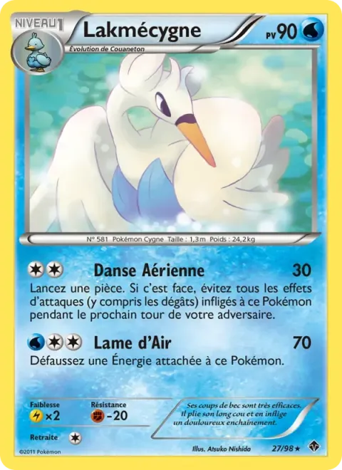 Carte Pokémon Lakmécygne 027/098, extension Pouvoirs Émergents